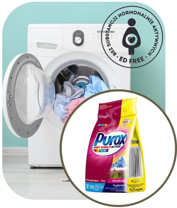 Purox vaskepulver 5,5 kg farvefolie