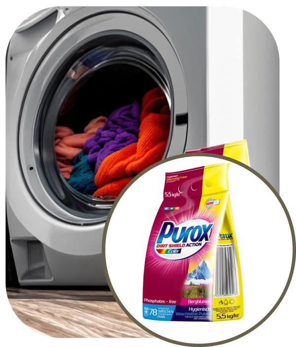 Purox vaskepulver 5,5 kg farvefolie