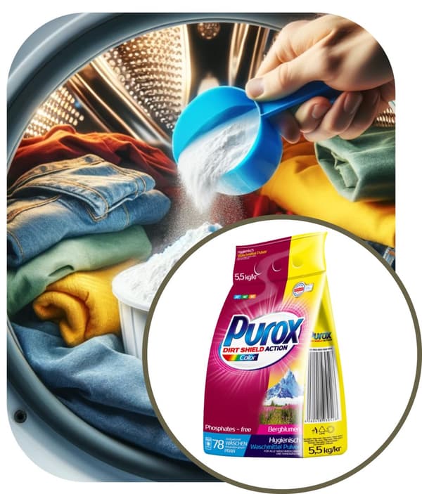 Purox vaskepulver 5,5 kg farvefolie