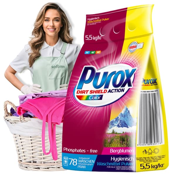 Purox vaskepulver 5,5 kg farvefolie