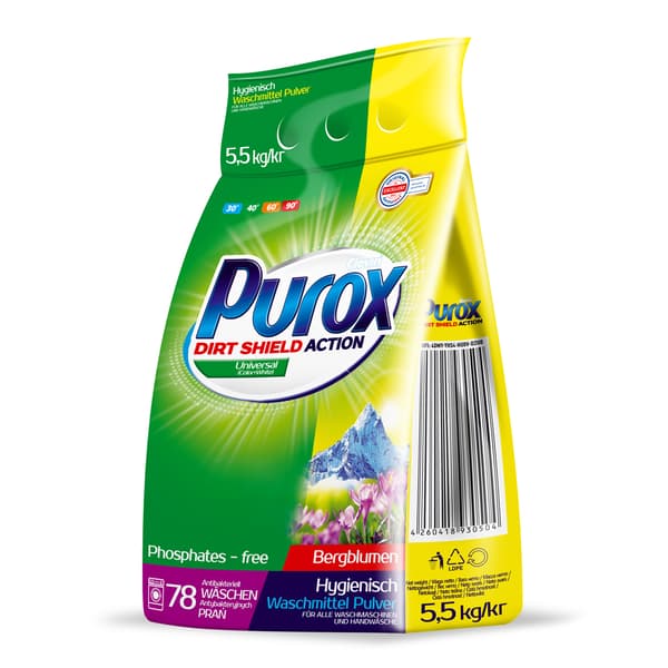 Purox vaskepulver 5,5 kg Universalfolie