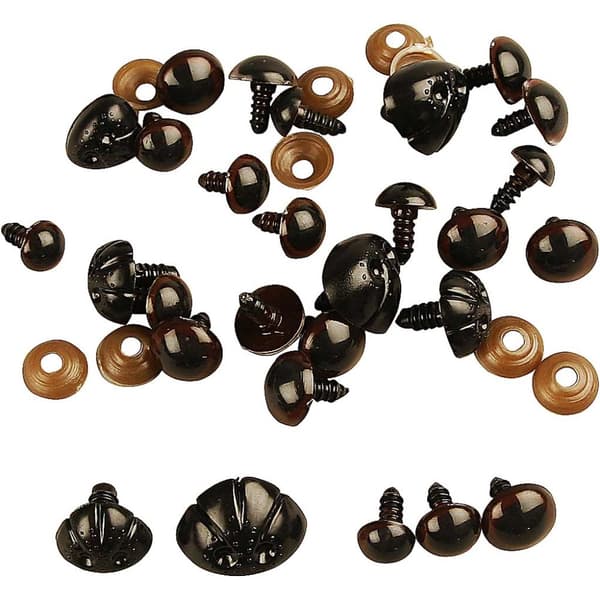Bamseøjne og -snuder, diam. 10-15 mm, str. 15-25 mm, 130 ass./ 1 pk.