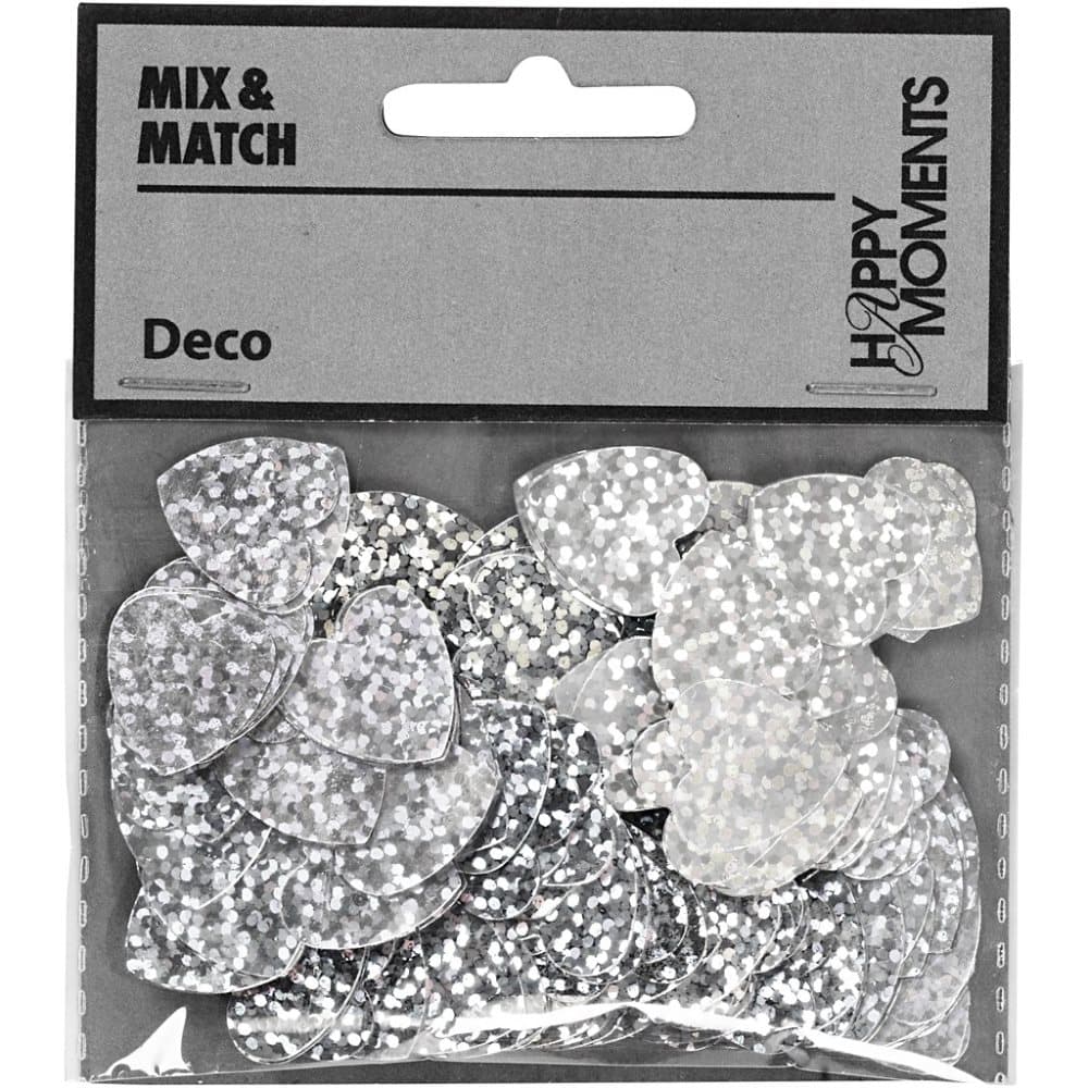 Paljetter hjärta stl. 15 mm 10 g silver