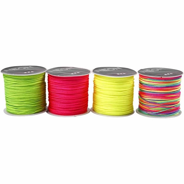 Knyttesnor, tykkelse 1 mm, neon grøn, neon pink, neon gul, neonmix, 8x28m/ 1 pk.