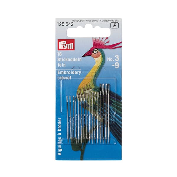Brodernålar nr. 3-9, sort. 16 st Prym