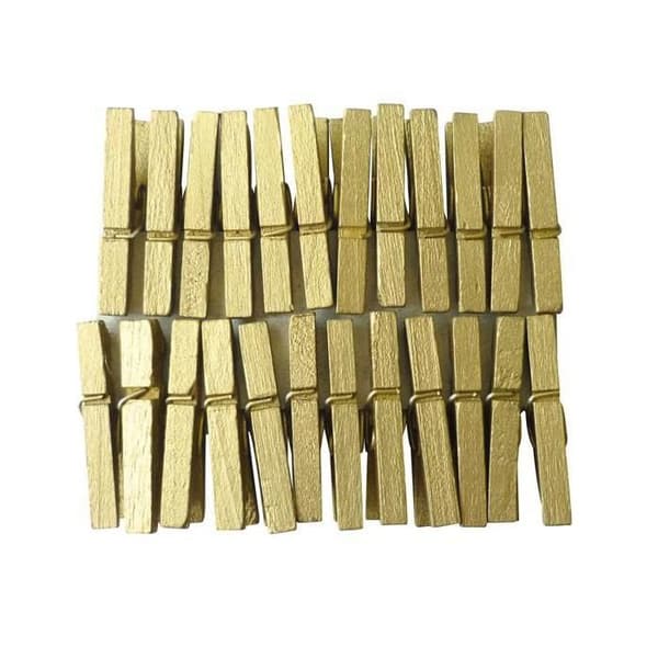 24 mini gyllene klädnypor