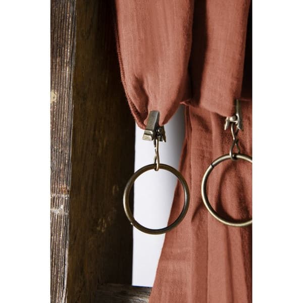 Set med 2 justerbara gardiner + 8 klämringar "Gaîa" 140 x 300 cm "Cotton Gauze" - Gaïa Terracotta