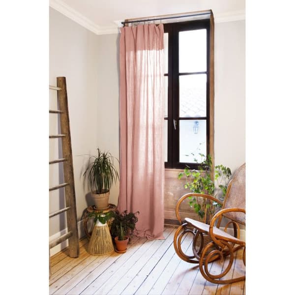 Set med 2 justerbara gardiner + 8 klämringar "Gaîa" 140 x 300 cm "Cotton Gauze" - Gaïa Peach Pink