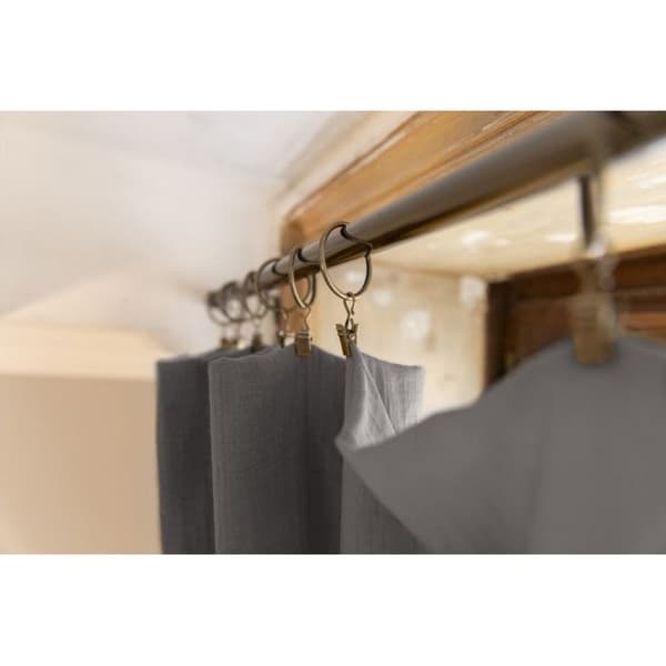 Set med 2 justerbara gardiner + 8 klämringar "Gaîa" 140 x 300 cm "Cotton Gauze" - Gaïa Granit