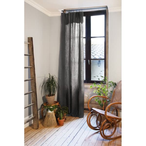 Set med 2 justerbara gardiner + 8 klämringar "Gaîa" 140 x 300 cm "Cotton Gauze" - Gaïa Granit