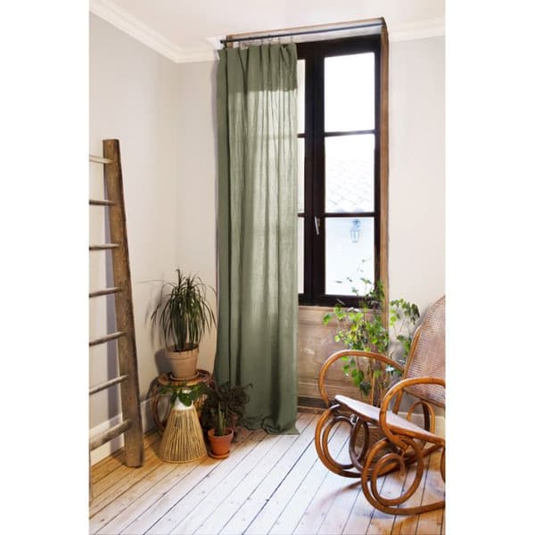 Set med 2 justerbara gardiner + 8 klämringar "Gaîa" 140 x 300 cm "Cotton Gauze" - Gaïa Romarin