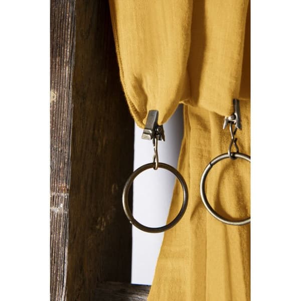Set med 2 justerbara gardiner + 8 klämringar "Gaîa" 140 x 300 cm "Cotton Gauze" - Gaïa Safran