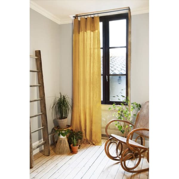 Justerbar gardin + 8 klämringar "Gaîa" 140 x 300 cm "Cotton Gauze" - Gaïa Safran