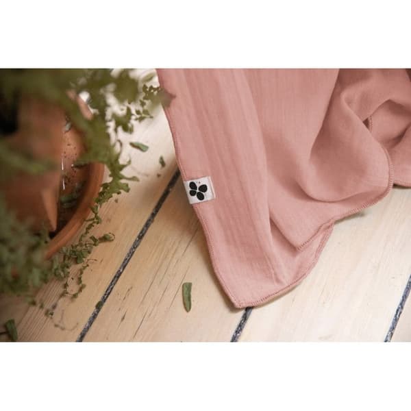 Justerbar gardin + 8 klämringar "Gaîa" 140 x 300 cm "Cotton Gauze" - Gaïa Peach Pink