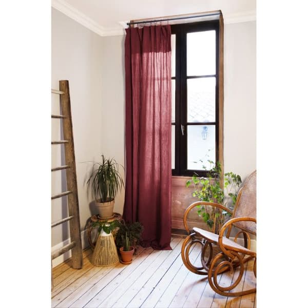 Justerbar gardin + 8 klämringar "Gaîa" 140 x 300 cm "Cotton Gauze" - Gaïa Lie de Vin