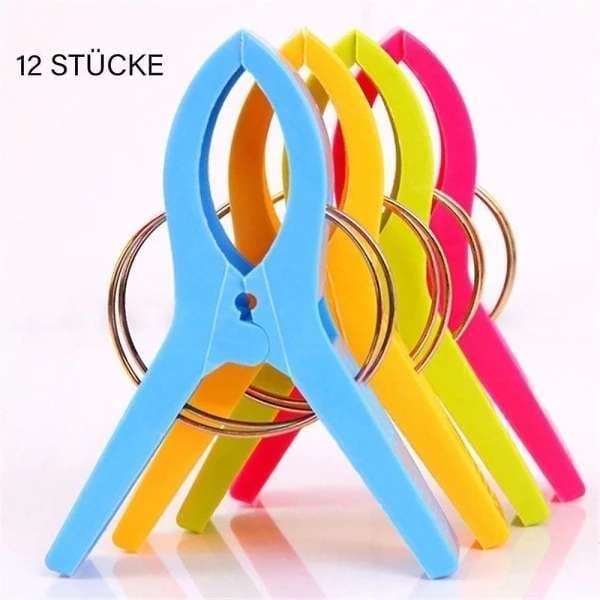 12 stk Store tøjklemmer - Håndklædeclips - Strandhåndklædeclips