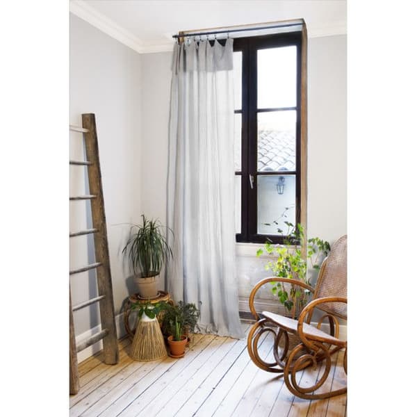 Set med 2 justerbara gardiner + 8 klämringar "Gaîa" 140 x 300 cm "Cotton Gauze" - Gaïa Nuage