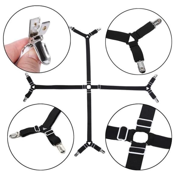 Lakan Spänne-fästen Halkfri triangelrem Clips Klämmor för fixering av svarta korsark