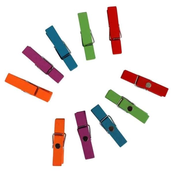Magnetiska klädnypor 3,5 cm 5 färger x 10 st - MegaCrea {färg}