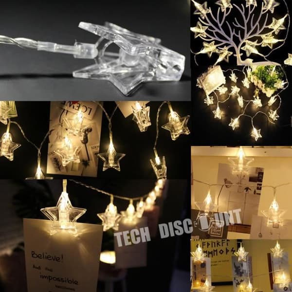 Clip Light Garland Photo, plastklämmor kedja hänger fotodörr invändig yttervägg, fest, dekoration, bröllop