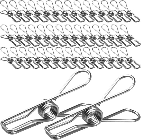 Lollanda Krog med Clips Rustfrit Stål 80-pak – clips til tøj, snacks, håndklæder, papir, til hjemmet og kontoret
