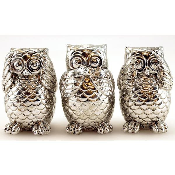 Uggla poly silver 3 olika Tala Se Höra 7,5 cm