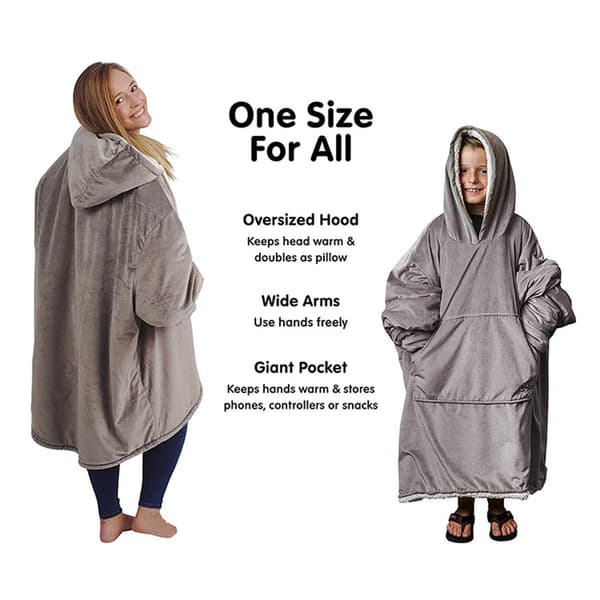 Oversize hoodie filt i ultramjuk fleece - grå