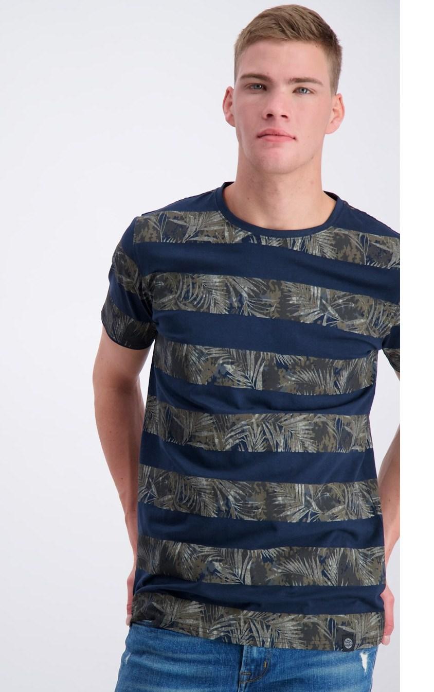 Shine - T-shirt 2-400006 Randigt bladmönster