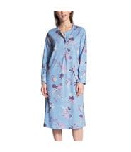 Calida Cosy Cotton Nightshirt Long Sleeve Blue Pattern