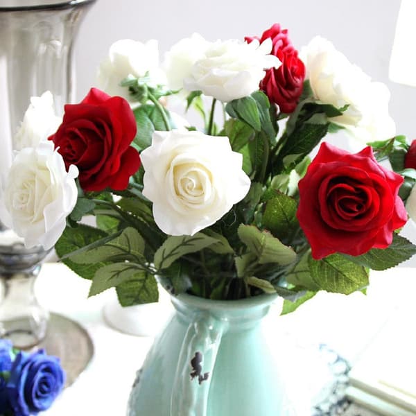 10 stk Head Craft Ægte Latex Touch Rose Kunstige Blomster Bryllup Hjem Design Buket Dekoration