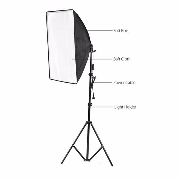 Aluminiumlegering Foto Video Studio Lighting Kit 4-sockel 800W E27 Lamphållare Softbox Ljusstativ US Plug