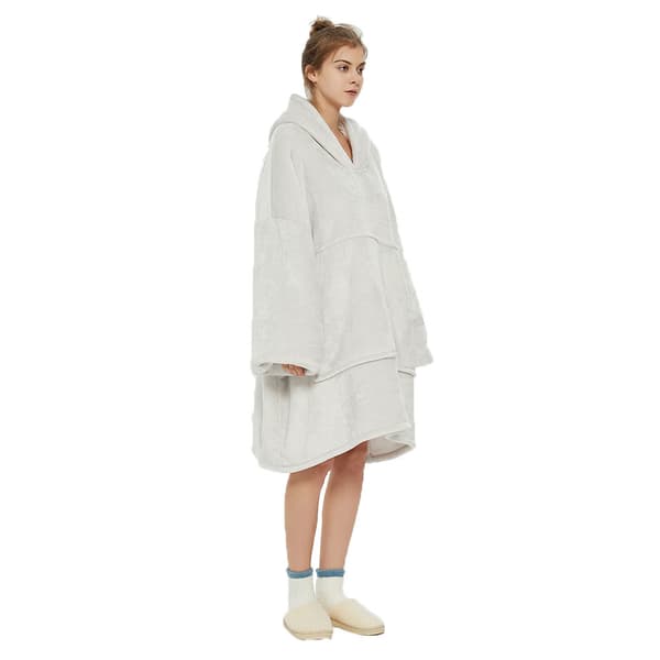 Oversized hoodie i ljusgrått med känguruficka och luva - Ljusgrå