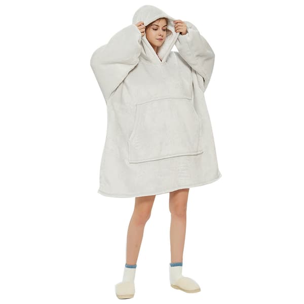 Oversized hoodie i ljusgrått med känguruficka och luva - Ljusgrå
