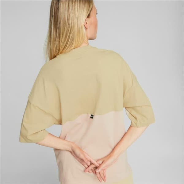 Kortærmet T-shirt til Kvinder Puma Colorblock Beige - XS