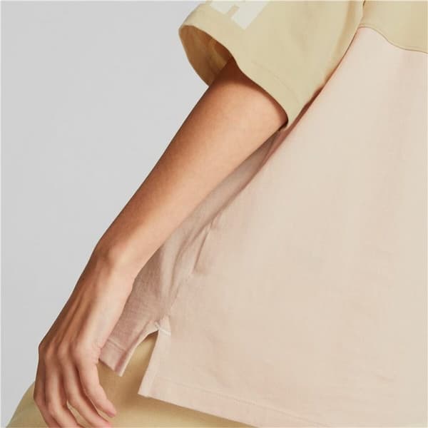 Kortærmet T-shirt til Kvinder Puma Colorblock Beige - XS