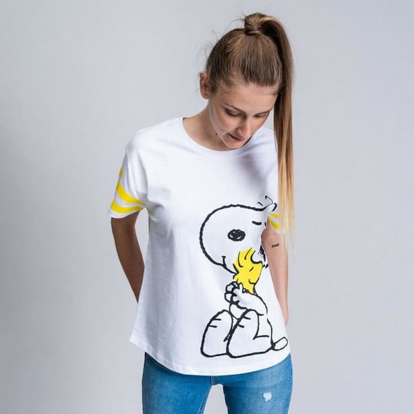 Kortærmet T-shirt til Kvinder Snoopy Hvid - S