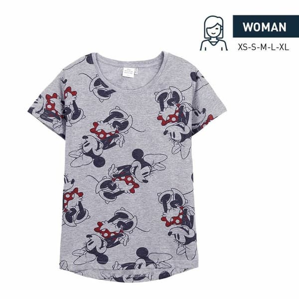 Kortærmet T-shirt til Kvinder Minnie Mouse Grå - XS