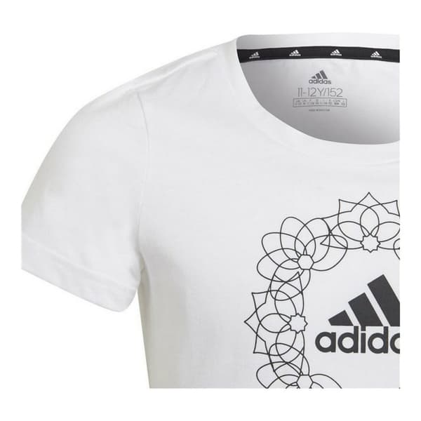 Barn T-shirt med kortärm Adidas Graphic Vit - 14-15 år