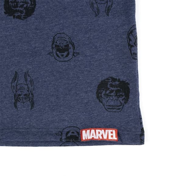 T-shirt med kortärm Herr Marvel Mörkblå Vuxna - S