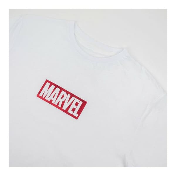 T-shirt med kortärm Herr Marvel Vit Vuxna - S