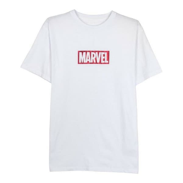 T-shirt med kortärm Herr Marvel Vit Vuxna - S