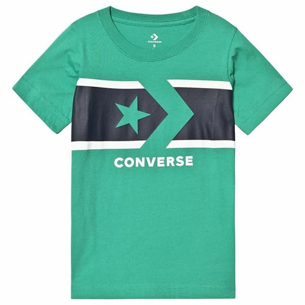 Barn T-shirt med kortärm Converse Stripe Star Chevron Grön - 10-12 år