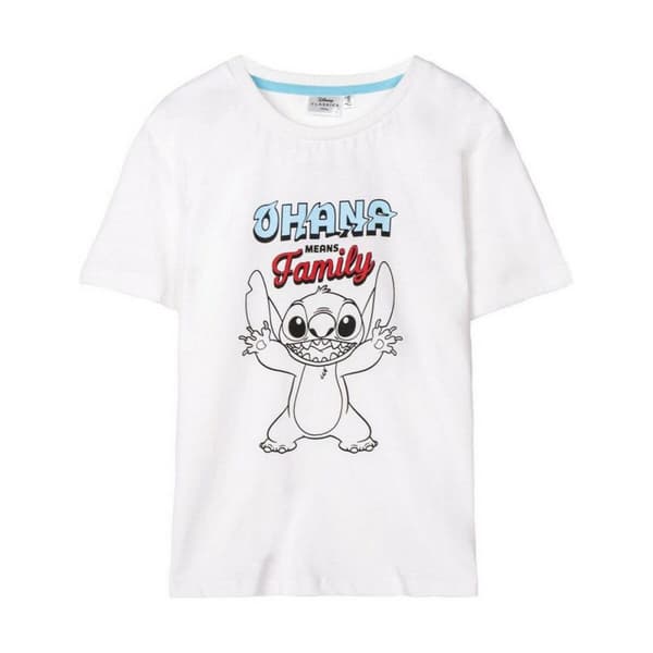 T-shirt med kortärm Stitch Vit - 10 år