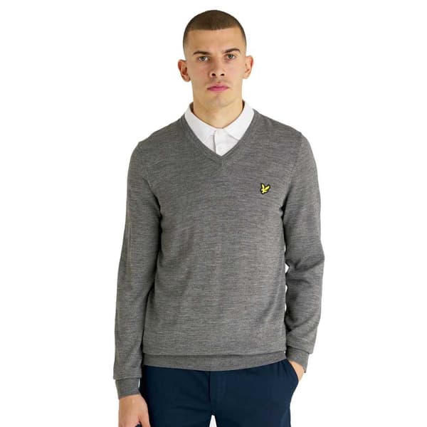 Lyle & Scott Tröja Med V-ringning Tonal Eagle Grå 2XL Kvinna