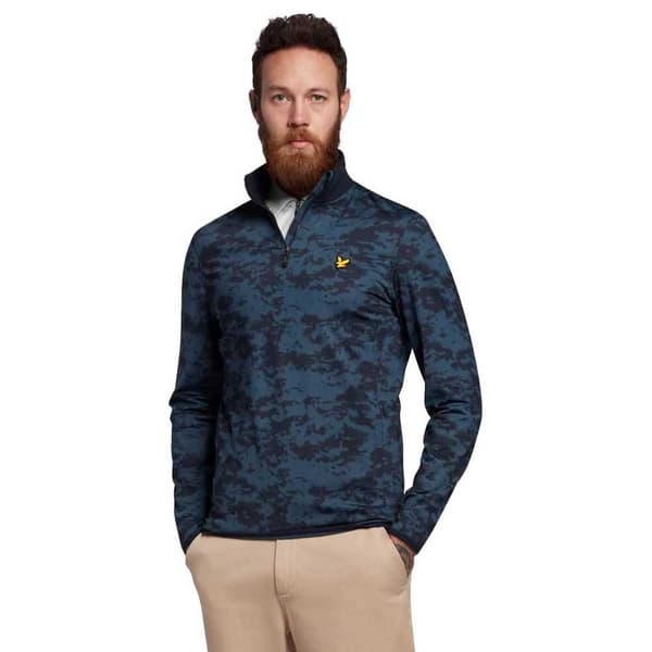 Lyle & Scott Halv Lynlås Fleece Seafoam Blå L Kvinde