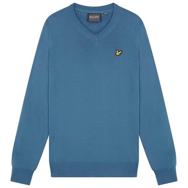 Lyle & Scott Tröja Med V-ringning Blå 2XL Kvinna