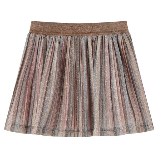 Nederdel til børn str. 128 plisseret med glimmer brun og pink