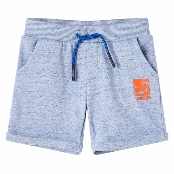 Barnshorts med snöre blå melange 140