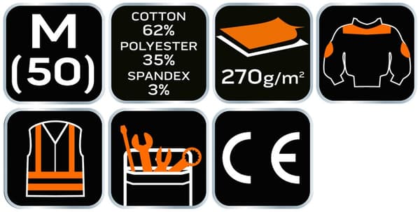 PREMIUM arbetströja, 62% bomull, 35% polyester, 3% elastan, storlek M