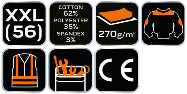 PREMIUM arbejdssweatshirt, 62% bomuld, 35% polyester, 3% elastan, størrelse XXL